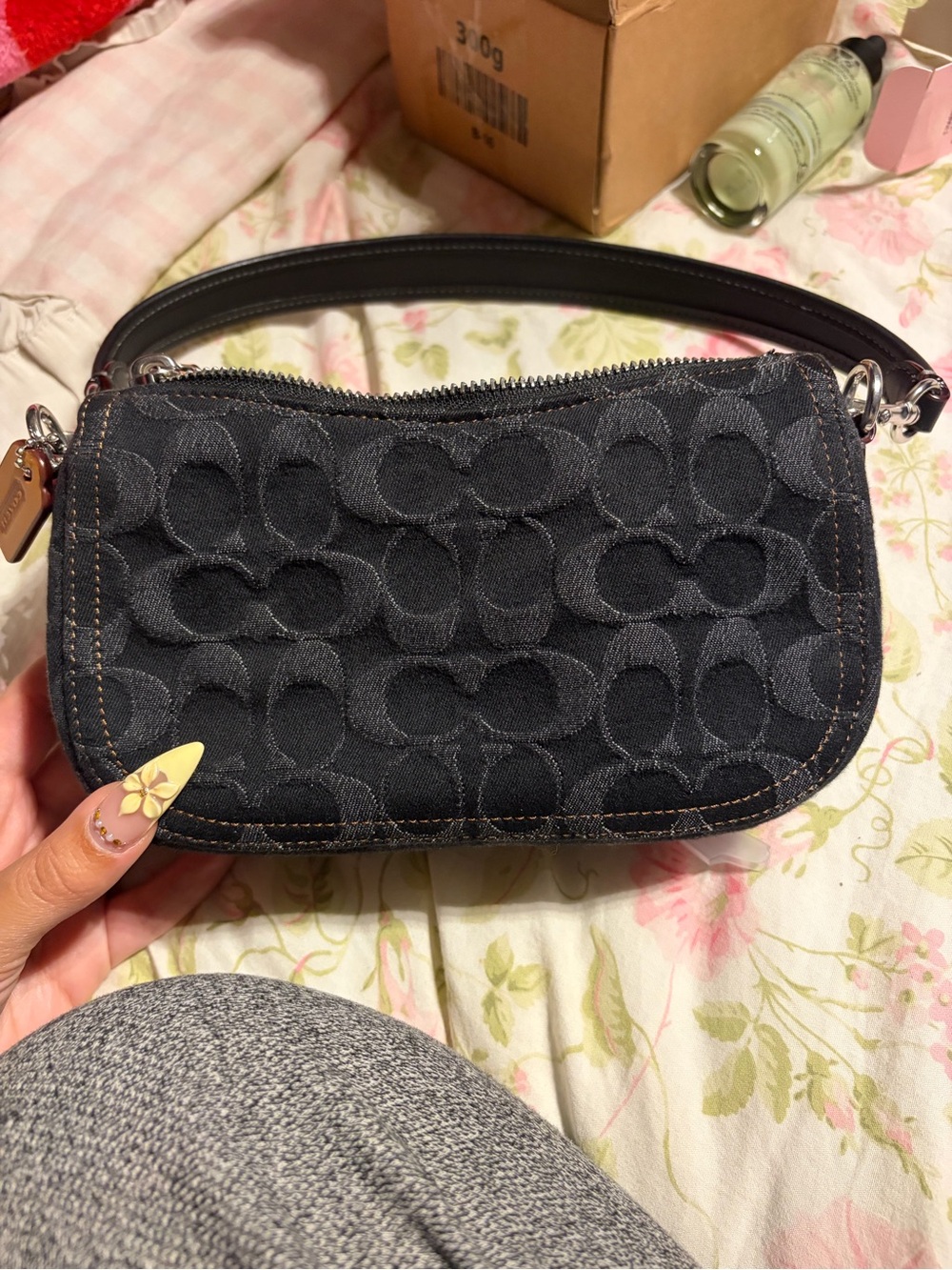 Coach Black denim swinger jacquard